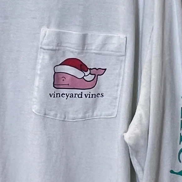 Vineyard Vines Naughty Nice Whale Santa Christmas Long Sleeve Tee - Picture 6 of 13